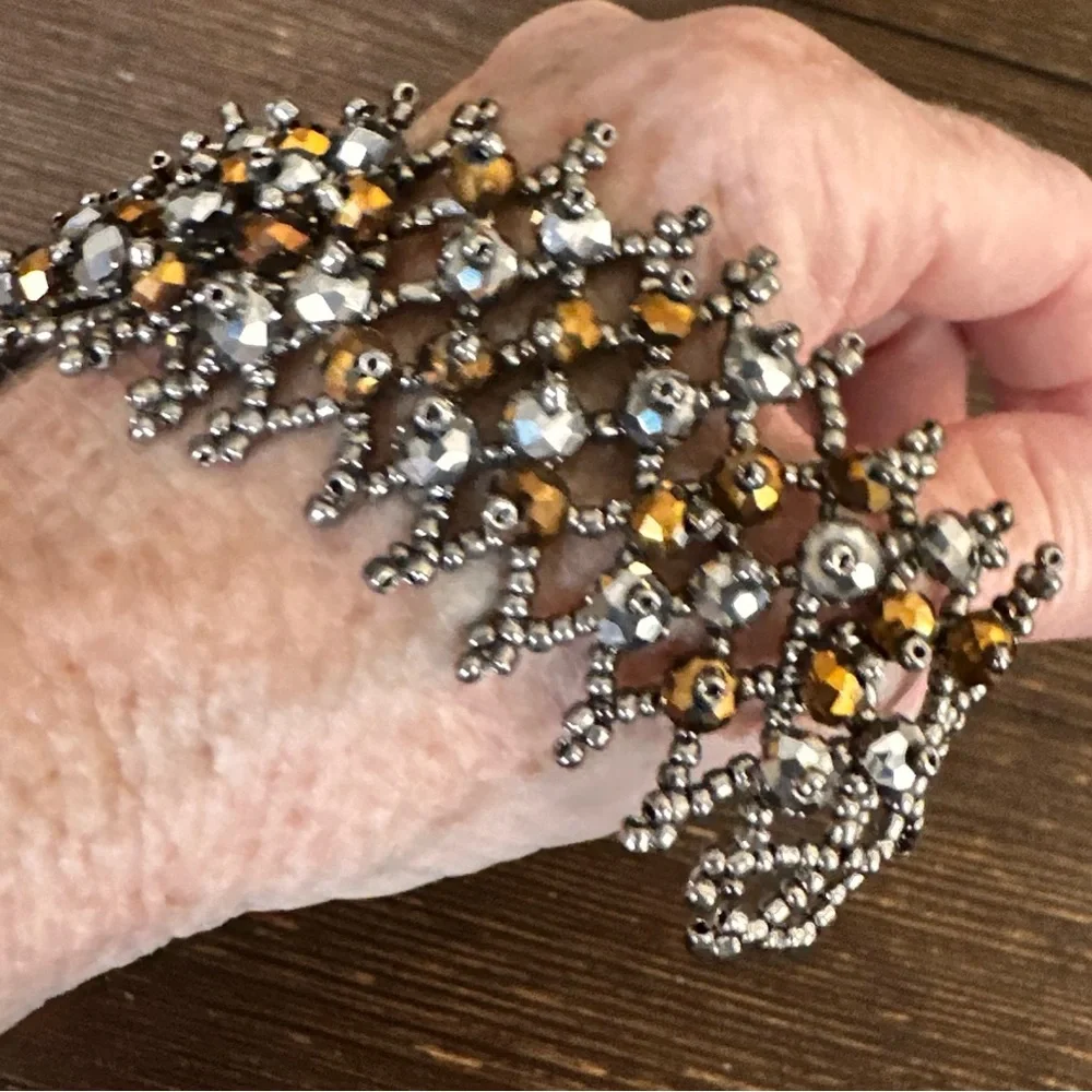 Elegant Silver and Gold Beaded Bracelet
